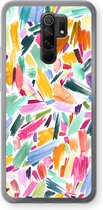 Case Company® - Xiaomi Redmi 9 hoesje - Watercolor Brushstrokes - Soft Cover Telefoonhoesje - Bescherming aan alle Kanten en Schermrand