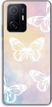 Case Company® - Xiaomi 11T hoesje - White butterfly - Soft Cover Telefoonhoesje - Bescherming aan alle Kanten en Schermrand