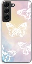 Case Company® - Samsung Galaxy S22 hoesje - White butterfly - Soft Cover Telefoonhoesje - Bescherming aan alle Kanten en Schermrand