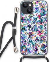 Case Company® - iPhone 13 mini hoesje met Koord - Hibiscus Flowers - Telefoonhoesje met Zwart Koord - Extra Bescherming aan alle Kanten en Over de Schermrand