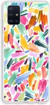 Case Company® - Samsung Galaxy A51 4G hoesje - Watercolor Brushstrokes - Soft Cover Telefoonhoesje - Bescherming aan alle Kanten en Schermrand