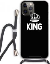 Case Company® - iPhone 12 Pro Max hoesje met Koord - King zwart - Telefoonhoesje met Zwart Koord - Extra Bescherming aan alle Kanten en Over de Schermrand