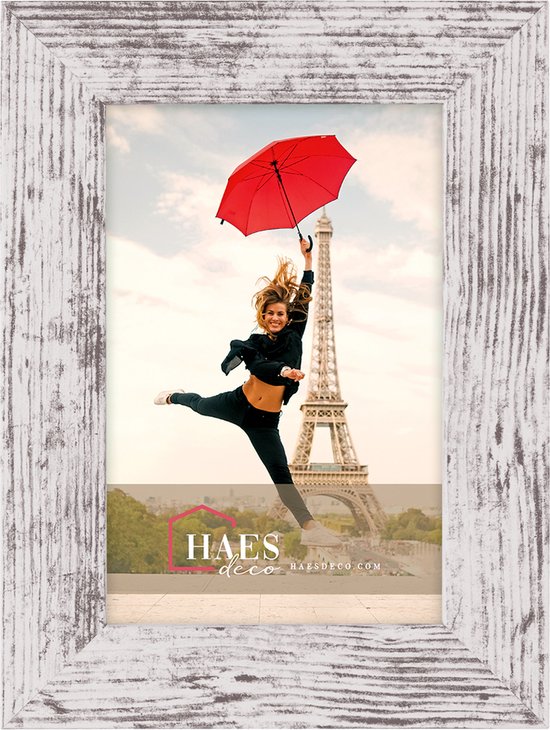 HAES DECO - Houten fotolijst Paris wit/bruin voor 1 foto formaat 10x15 - SP001106