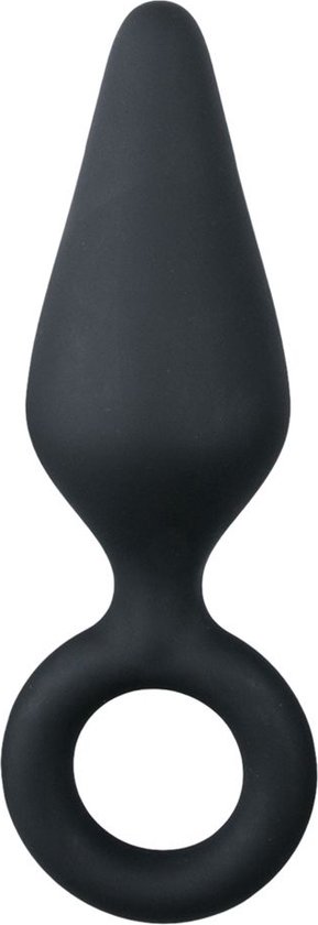 Zwarte kleine buttplug met trekring