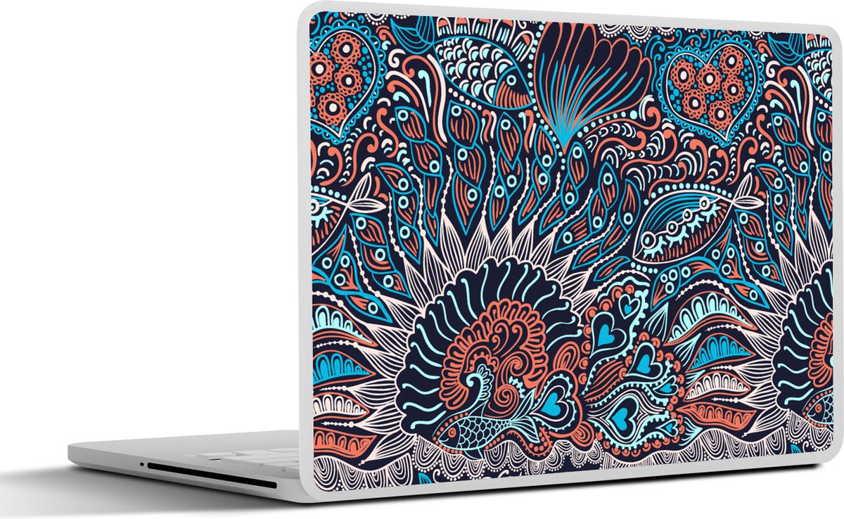Laptop sticker - 17.3 inch - Vis - Koraal - Onderwater - Abstract - Patroon - 40x30cm - Laptopstickers - Laptop skin - Cover