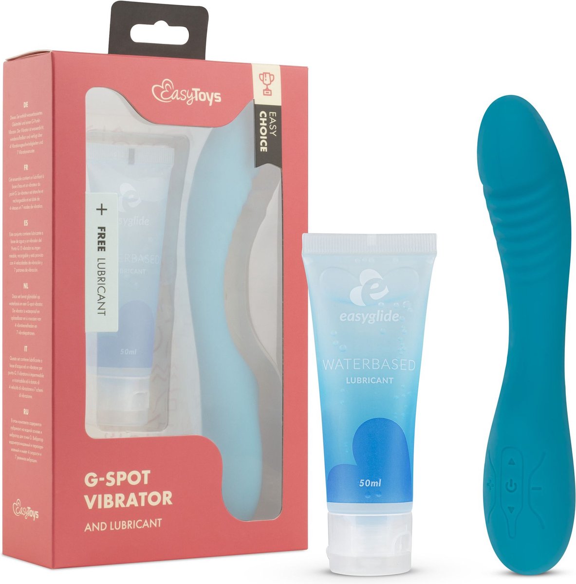 Goedkoopste Easy Choice - G-Spot Vibrator - Sex Toys voor Vrouwen - Vibrators voor Vrouwen - G-Spot Vibrator - Dildo - Glijmiddel Waterbasis - EasyGlide Glijmiddel - Erotische Giftset - Cadeau Vrouw - EasyToys - Blauw