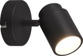 LED Wandspot - Trion Artion - GU10 Fitting - Spatwaterdicht IP44 - Rond - Mat Zwart - Aluminium