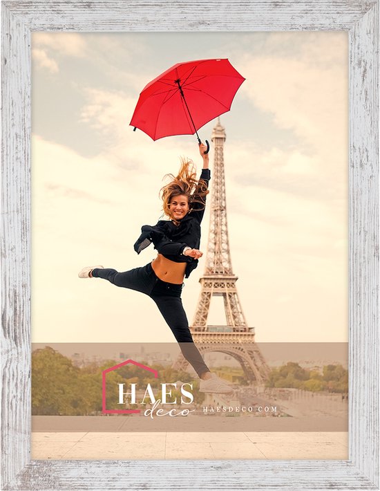 HAES DECO - Houten fotolijst Paris wit/bruin voor 1 foto formaat 30x40 - SP001316