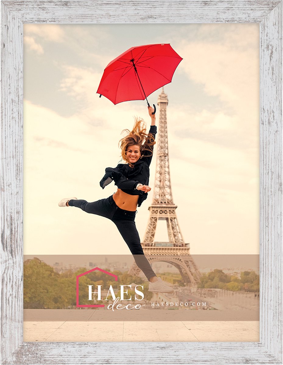 HAES deco Houten fotolijst Paris wit/bruin voor 1 foto formaat 30x40 - SP001316 Gebroken Wit