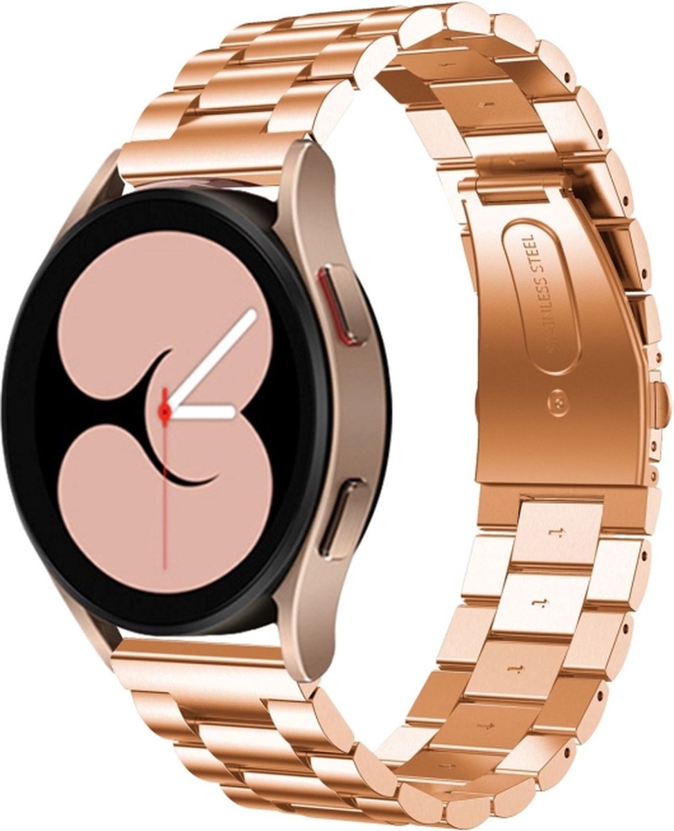 Bandje - RVS Schakelbandje - rosegoud, geschikt voor Samsung Galaxy Watch 4 - 40 & 44 mm