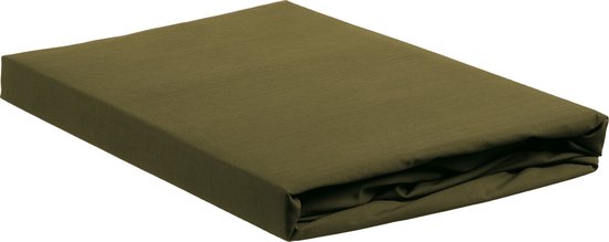 Ambiante Cotton Uni - Hoeslaken - Eenpersoons - 80x200 cm - Olive Green