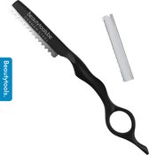 BeautyTools Pro Couteau de coiffure / couteau à Feather noir mat - Couteau à éclaircir - Couteau à éclaircir pour Cheveux épais - (avec 2 lames de plumes) - (SR-1239) FB