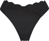 Hunkemöller Dames Badmode Hoog uitgesneden bikinibroekje Scallop - Zwart - Maat XL