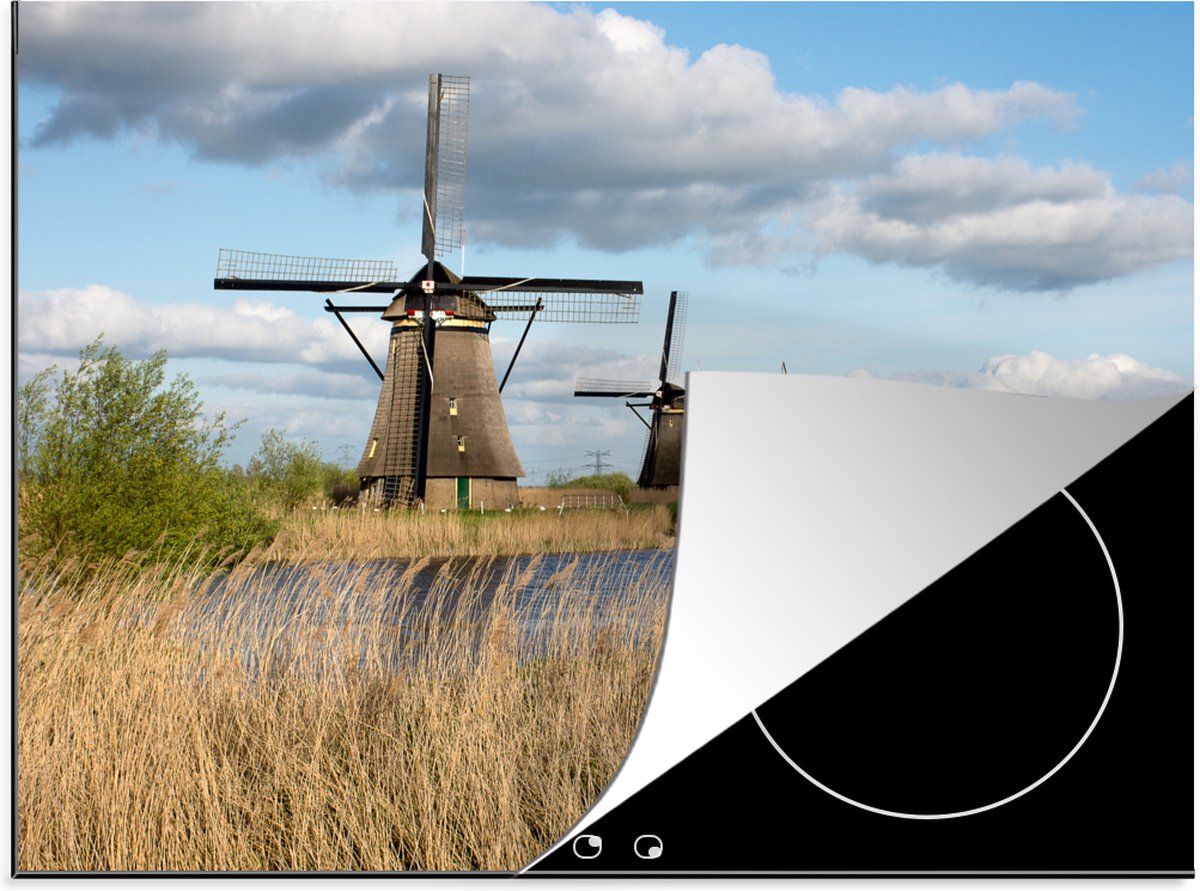 KitchenYeah® Inductie beschermer 70x52 cm - Molen - Landschap - Nederland - Kookplaataccessoires - Afdekplaat voor kookplaat - Inductiebeschermer - Inductiemat - Inductieplaat mat