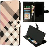 HB Hoesje Geschikt voor Samsung Galaxy S8 Plus met Print - Portemonnee Book Case - Kaarthouder & Magneetlipje - Geruit