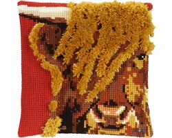 Pako borduurpakket kruissteek / knoop kussen - Hooglander - geprint stramien - 012.008 - DIY kit