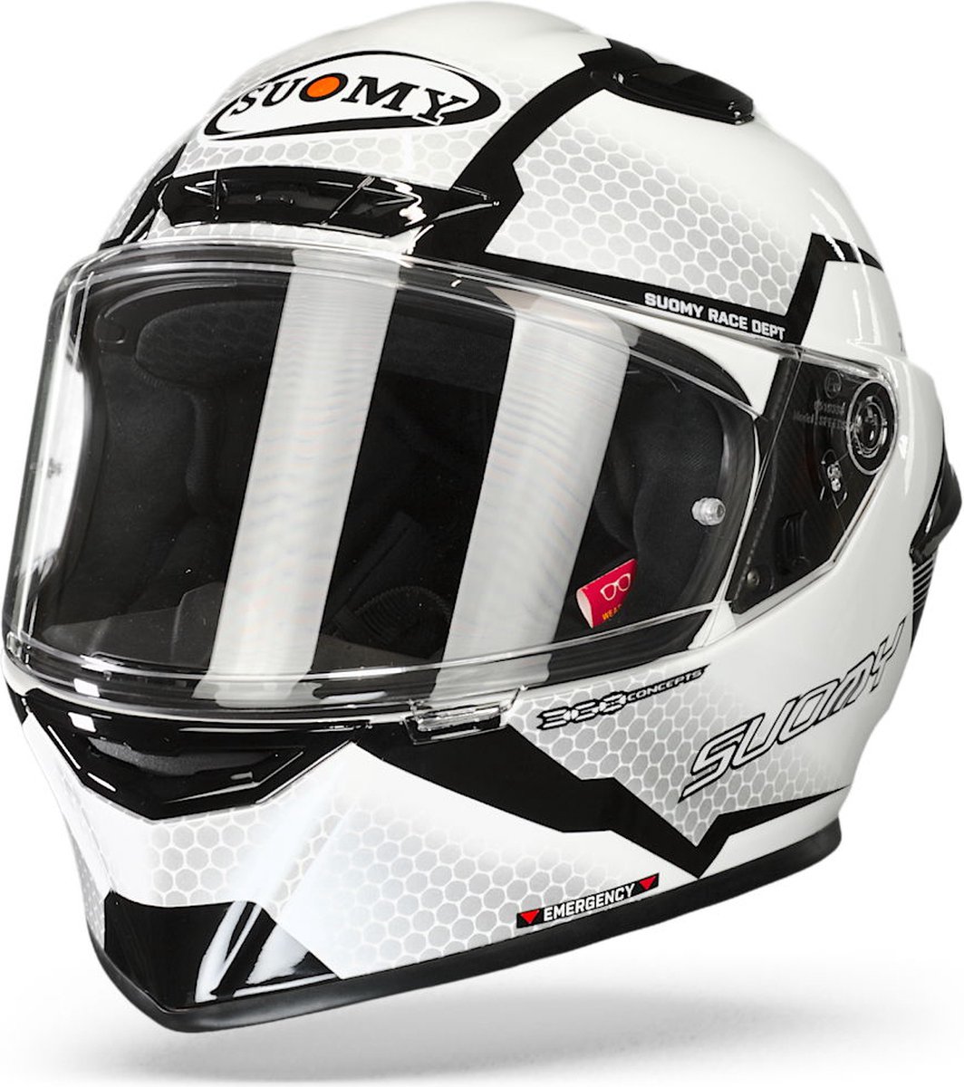 Suomy Track 1 Reaction Wit Zwart Integraalhelm XL