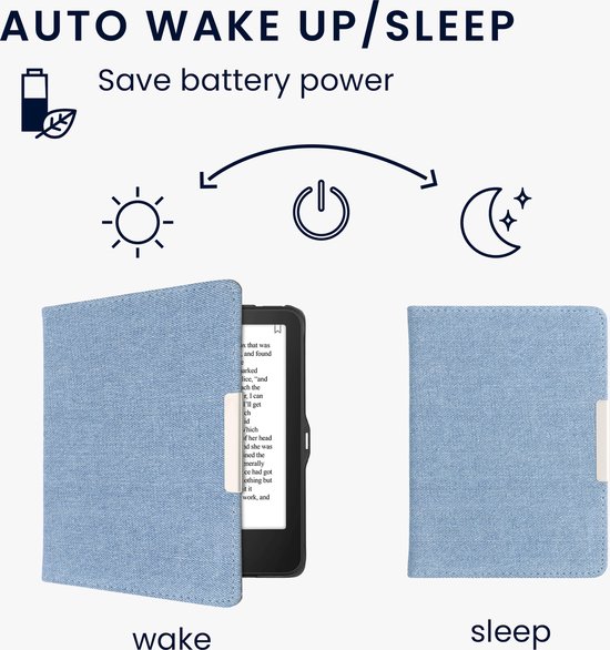 kwmobile e-reader hoesje geschikt voor Tolino Vision 1 / 2 / 3 / 4 HD hoes - E reader flip case met magneetsluiting - Ereader cover - Denim design in lichtblauw van kwmobile — afbeelding 4