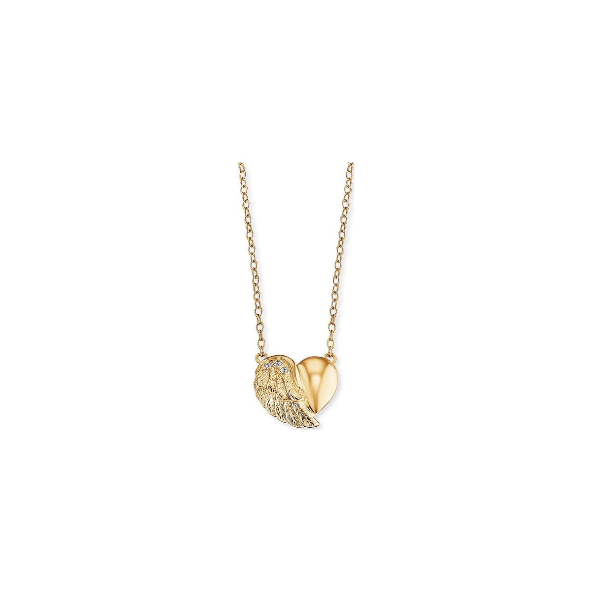 Engelsrufer Ketting ERN-LILHEARTWING-G - Lengte 40 + 4 CM - Geelgoud verguld sterling zilver
