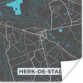 Poster Kaart – Plattegrond – Stadskaart – Herk de Stad – België - Grijs - 50x50 cm