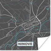 Poster België – Ninove – Stadskaart – Kaart – Blauw – Plattegrond - 75x75 cm
