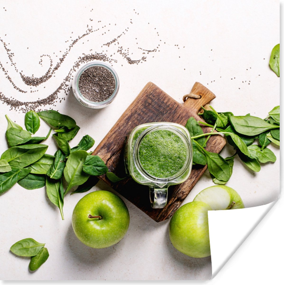 Poster Kruiden - Appel - Smoothie - 75x75 cm