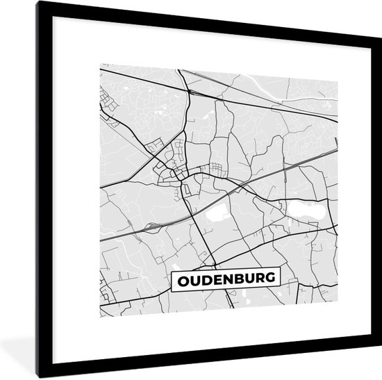 Fotolijst incl. Poster Zwart Wit- Plattegrond – Oudenburg – Zwart Wit ...