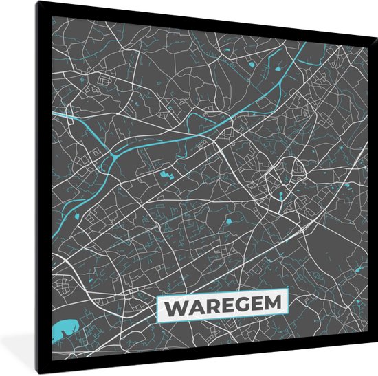 Fotolijst incl. Poster - Stadskaart – Grijs - Kaart – Waregem – België ...