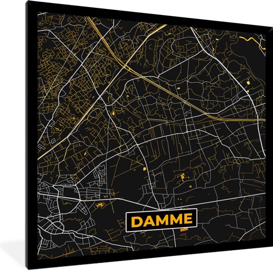 Fotolijst Incl Poster Black Gold Stadskaart Plattegrond Damme Kaart Bol Com