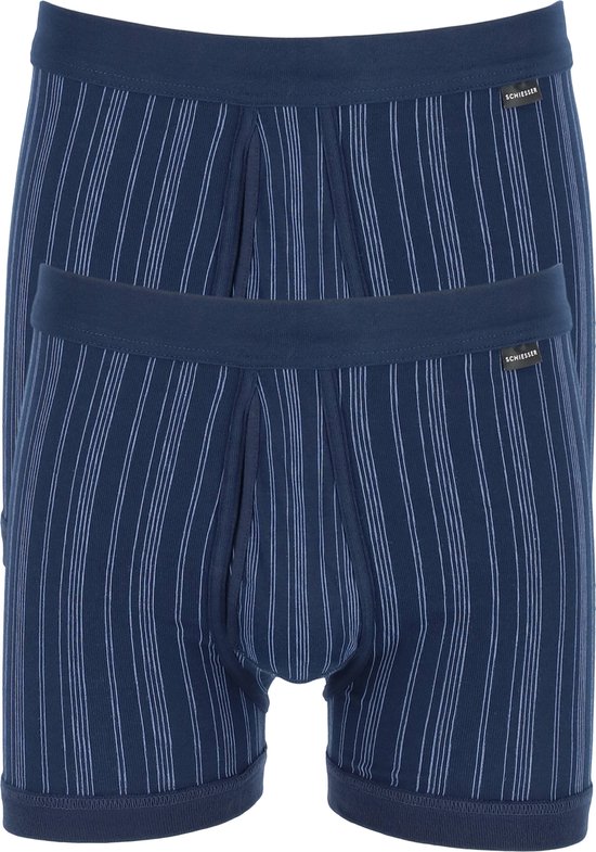 SCHIESSER Original Classics shorts (2-pack) - Feinripp met gulp - blauw gestreept - Maat: 3XL