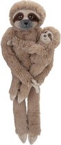 Pluche dieren knuffels hangende Luiaard met baby van 48 cm - Knuffeldieren speelgoed