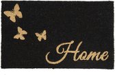 Deurmat Binnen 75*45*1 cm Goudkleurig, Zwart Kokosvezel, Pvc Rechthoek Vlinders Home Droogloopmat