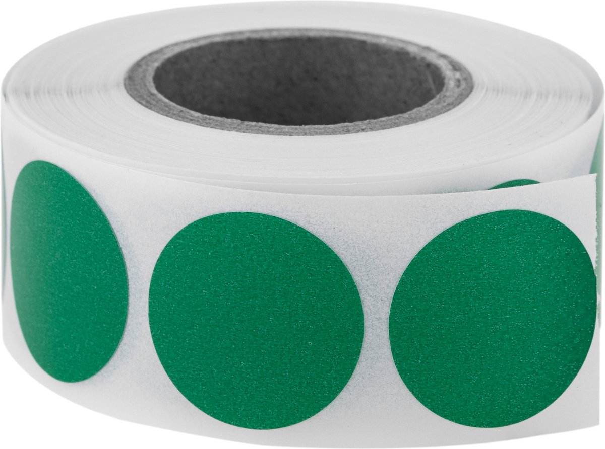 PrimeMatik - Rol van 500 groene ronde zelfklevende etiketten 19 mm