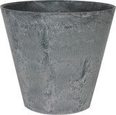 Steege Plantenpot/bloempot - natuursteen look - grijs - D17 x H 15 cm