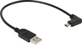 Mobigear 90 Degrees USB-A naar USB-C Kabel 0.3 Meter - Zwart