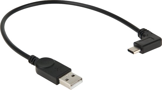 Mobigear 90 Degrees USB-A naar USB-C Kabel 0.3 Meter - Zwart | bol.com