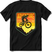 Adventure | TSK Studio Mountainbike kleding Sport T-Shirt | Oranje - Geel | Heren / Dames | Perfect MTB Verjaardag Cadeau Shirt Maat XXL