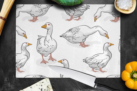 Planche à découper en Verres - 39x28 - Motif - Vogel - Oie - Planches à découper en Glas