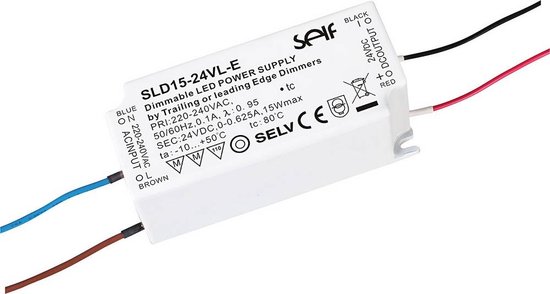Self Electronics SLD15-24VL-E LED-driver Constante spanning 15 W 200 - 625 mA 24 V/DC Dimbaar, Overbelastingsbeschermin