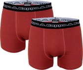 Kappa Boxershorts - Elastisch Katoenen Heren Ondergoed - 2PACK - Rood - Maat: M