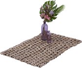 Relaxdays vloerkleed jute - 60 x 90 cm - karpet - patroon - natuurvezels - beige/zwart