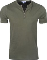 Consenso - Heren T-Shirt - Henley Kraag - Groen