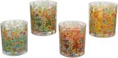 Decoris Citronella kaars in glas met bloemen H8c (1 stuk) assorti