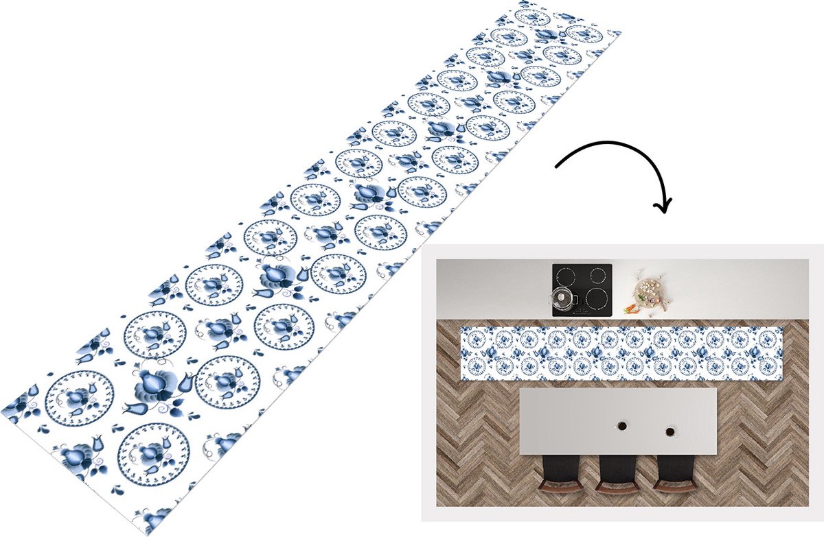 KitchenYeah Keukenloper - Keukenmat - Patroon - Folklore - Tulp - Keuken vloerkleed Multicolor