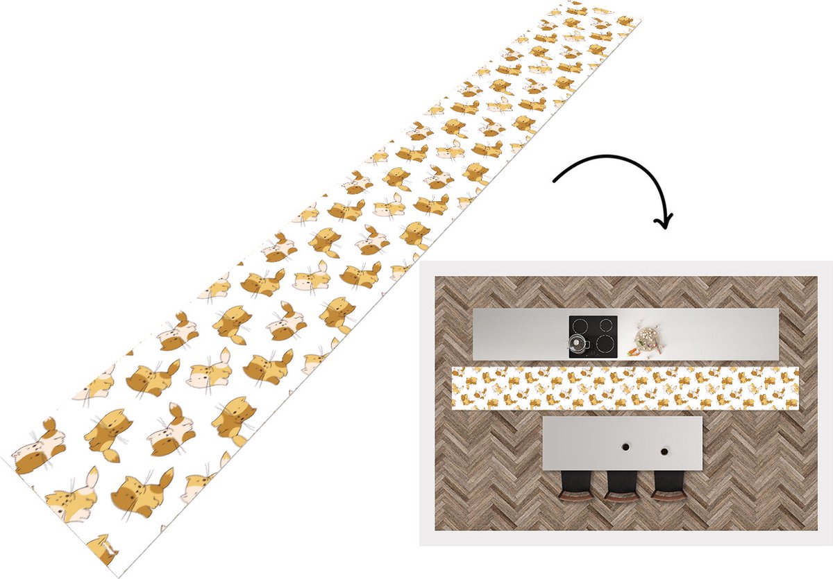 KitchenYeah Keukenloper - Keukenmat - Patronen - Kat - Kitten - 400x50 cm - Keuken vloerkleed Multicolor