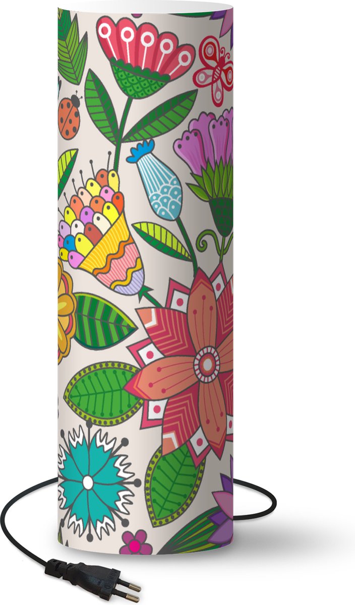 Lamp - Nachtlampje - Tafellamp slaapkamer - Bloemen - Regenboog - Vlinder - Design - 70 cm hoog - Ø22.3 cm - Inclusief LED lamp