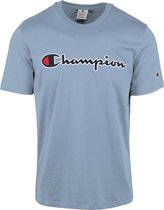 Champion - T-Shirt Script Logo Blauw - S - Comfort-fit