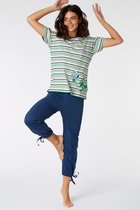 Woody pyjama meisjes/dames - multicolor gestreept - krokodil - 221-1-BSK-S/910 - maat XXL