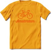 Amsterdam Fiets Stad T-Shirt | Souvenirs Holland Kleding | Dames / Heren / Unisex Koningsdag shirt | Grappig Nederland Fiets Land Cadeau | - Geel - XXL