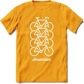 Amsterdam Fiets Stad T-Shirt | Souvenirs Holland Kleding | Dames / Heren / Unisex Koningsdag shirt | Grappig Nederland Fiets Land Cadeau | - Geel - XXL